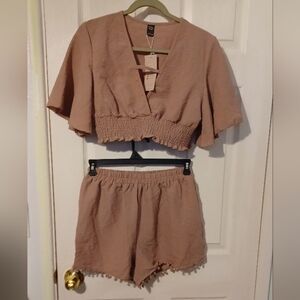 Emery Rose 2 pc Crop Top and Short Set